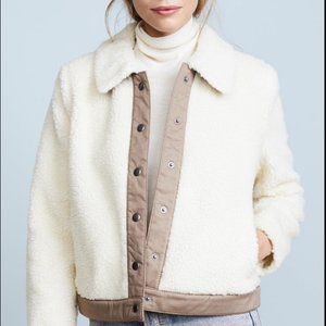 Madewell Sherpa-Feel Teddy Portland Jacket Ivory/Taupe Size L